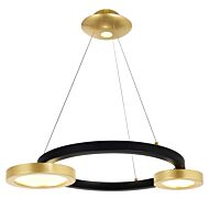 CWI Deux Lunes LED Chandelier With Sun Gold & Black Finish