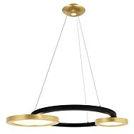 CWI Deux Lunes LED Chandelier With Sun Gold & Black Finish