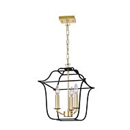 CWI Tudor 3 Light Pendant With Satin Gold & Black Finish