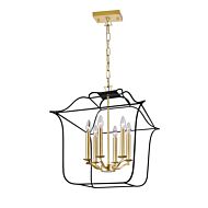 CWI Tudor 6 Light Chandelier With Satin Gold & Black Finish