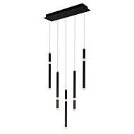 CWI Flute 5 Light LED Chandelier With Black Finish