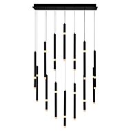 CWI Flute 14 Light LED Chandelier With Black Finish