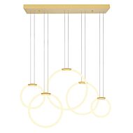 CWI Hoops 5 Light LED Chandelier With Satin Gold Finish