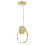 CWI Pulley 8 in LED Satin Gold Mini Pendant