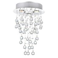 CWI Rain Drop 3 Light Flush Mount With Chrome Finish