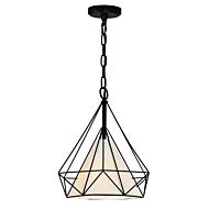 CWI Diamond 1 Light Down Pendant With Black Finish