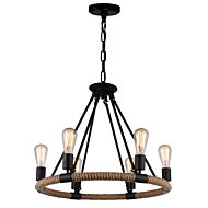 CWI Ganges 6 Light Up Chandelier With Black Finish