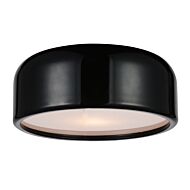 CWI Campton 2 Light Drum Shade Flush Mount With Black Finish