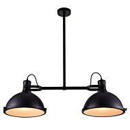 CWI Strum 2 Light Island Chandelier With Black Finish