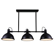 CWI Strum 3 Light Island Chandelier With Black Finish