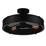 CWI Tigris 3 Light Drum Shade Flush Mount With Black Finish