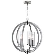 CWI Elton 3 Light Chandelier With Satin Nickel Finish