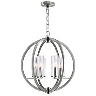 CWI Elton 6 Light Chandelier With Satin Nickel Finish