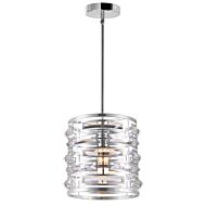 CWI Petia 1 Light Drum Shade Mini Chandelier With Chrome Finish