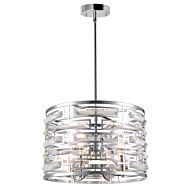 CWI Petia 4 Light Drum Shade Chandelier With Chrome Finish