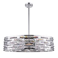 CWI Petia 8 Light Drum Shade Island Light With Chrome Finish