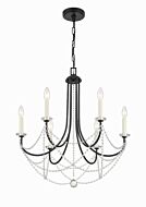 Delilah Six Light Chandelier in Matte Black by Crystorama