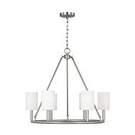 Egmont Six Light Chandelier in Brushed Steel by Visual Comfort Studio