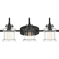 Quoizel Danbury 3 Light 10 Inch Bathroom Vanity Light in Earth Black