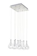 ET2 Larmes 14 Inch 9 Light Clear Glass Pendant in Polished Chrome