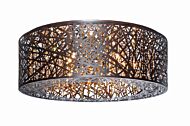 ET2 Inca 9 Light Flush Mount in Bronze w/Cognac Glass