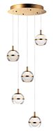 Swank LED Pendant in Natural Aged Brass by ET2