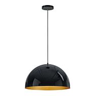 Hemisphere LED Pendant in Gloss Black  Gold by ET2