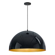 Hemisphere LED Pendant in Gloss Black  Gold by ET2