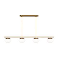 Lune Four Light Linear Chandelier in Burnished Brass by Visual Comfort Studio