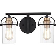 Emerson Two Light Bath in Matte Black by Quoizel