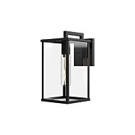 Brentwood One Light Exterior Wall Mount in Clear Glass Textured Black by Alora