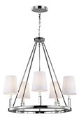 Lismore Five Light Chandelier in Polished Nickel by Visual Comfort Studio