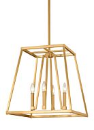 Conant 4 Light Pendant Light in Gilded Satin Brass by Sean Lavin