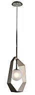 Origami One Light Pendant in Graphite With Silver Leaf by Troy Lighting