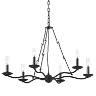 Sawyer Six Light Outdoor Chandelier in Forged Iron by Troy Lighting