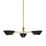 Sacramento Three Light Chandelier in Patina BrassSoft Black by Troy Lighting