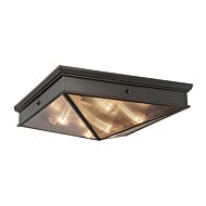 Cairo Four Light Flush Mount in Ribbed Glass Urban Bronze by Alora