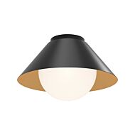 Remy One Light Flush Mount in Matte Black Opal Glass by Alora