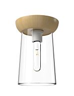 Emil 1-Light Flush Mount in White with White Oak