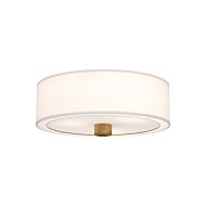 Theo 3-Light Flush Mount in Aged Gold with White Linen