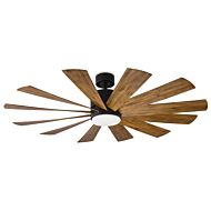 Windflower 1-Light 60" Ceiling Fan in Matte Black with Distressed Koa