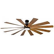 Windflower 1-Light 80" Ceiling Fan in Matte Black with Distressed Koa