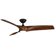 Zephyr 1-Light 62" Ceiling Fan in Matte Black with Distressed Koa