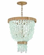 Fredrick Ramond Dune 4-Light Pendant In Burnished Gold With Blue Sea Glass