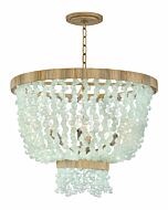 Fredrick Ramond Dune 6-Light Pendant In Burnished Gold With Blue Sea Glass