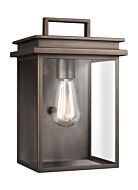 Feiss Glenview 12 Inch Outdoor Clear Glass Wall Lantern in Antique Bronze