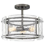 Fortress Three Light Semi Flush Mount in Mottled Silver by Quoizel