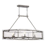 Fortress Six Light Island Chandelier in Mottled Silver by Quoizel