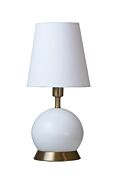 Geo 1-Light Table Lamp in White With Weathered Brass Accents