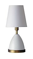 Geo 1-Light Table Lamp in White With Weathered Brass Accents